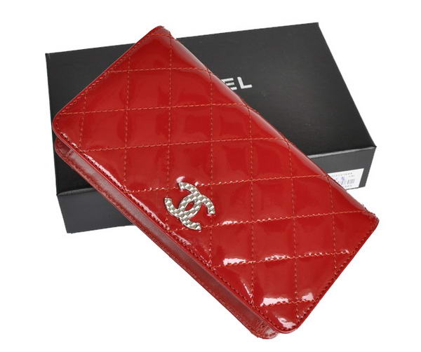 Fake Chanel Patent Leather Bi-Fold Wallet A31508 Red Online